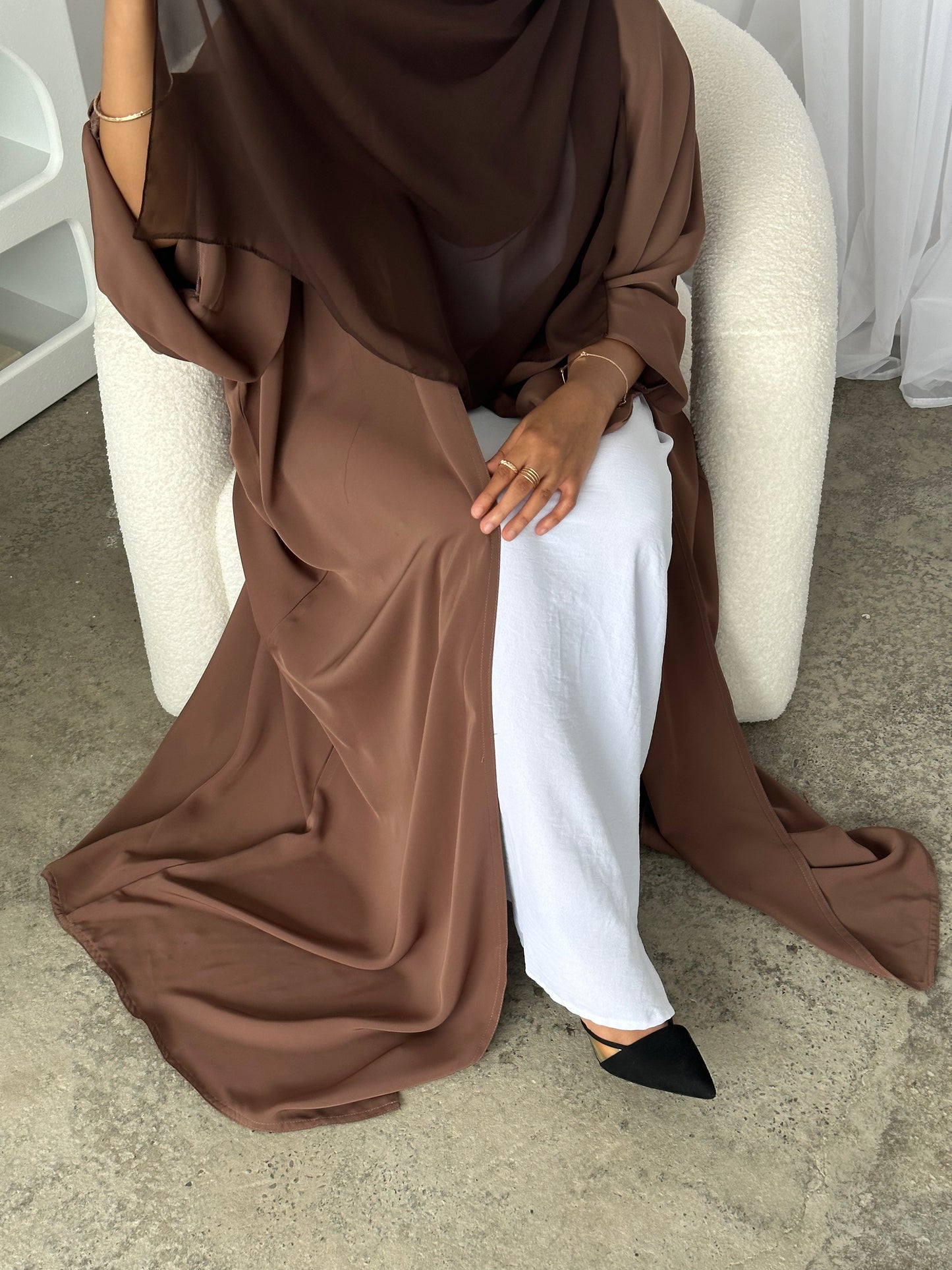 Brown Split sleeve abaya